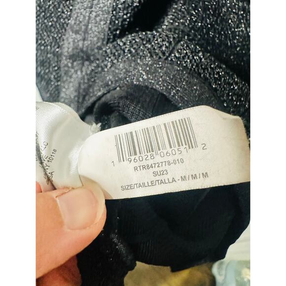 HERVÉ LÉGER Black Bandage Sweetheart Neckline Lurex Gown Dress Size Medium - Picture 13 of 16